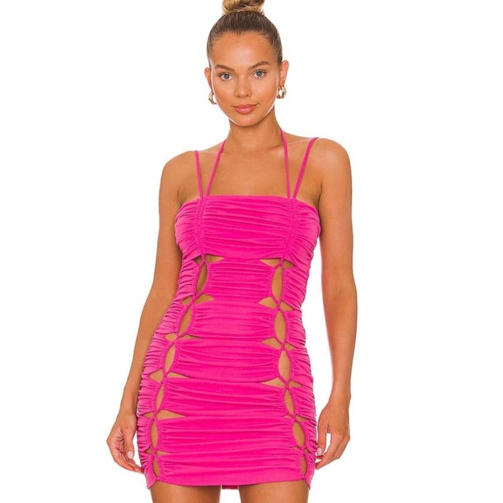 NWT Revolve NBD Hot Pink Diem Bodycon Cutout Mini Dress Barbiecore Size Small